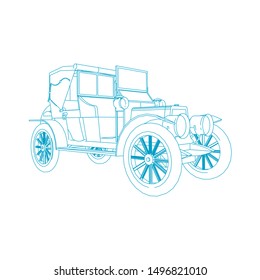 line art of classic car. Coloring page - classic car - illustration for the children