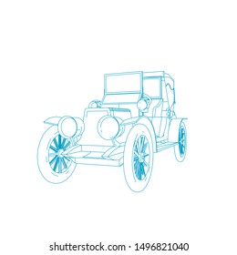 line art of classic car. Coloring page - classic car - illustration for the children