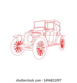 line art of classic car. Coloring page - classic car - illustration for the children