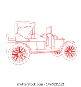 line art of classic car. Coloring page - classic car - illustration for the children