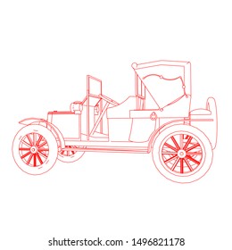 line art of classic car. Coloring page - classic car - illustration for the children