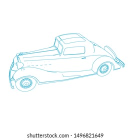 line art of classic car. Coloring page - classic car - illustration for the children