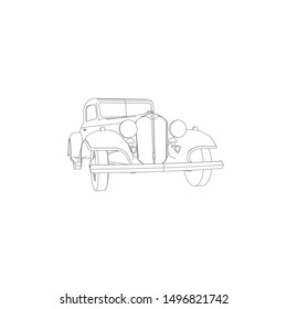 line art of classic car. Coloring page - classic car - illustration for the children