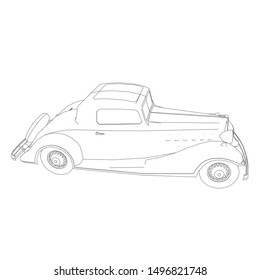 line art of classic car. Coloring page - classic car - illustration for the children