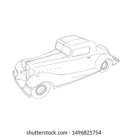 line art of classic car. Coloring page - classic car - illustration for the children