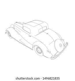 line art of classic car. Coloring page - classic car - illustration for the children