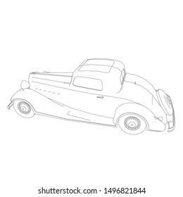 line art of classic car. Coloring page - classic car - illustration for the children