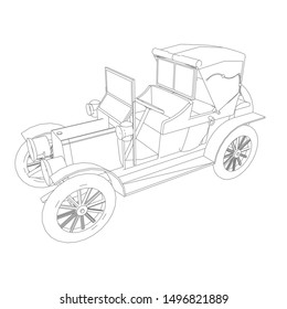 line art of classic car. Coloring page - classic car - illustration for the children
