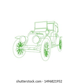line art of classic car. Coloring page - classic car - illustration for the children
