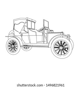 line art of classic car. Coloring page - classic car - illustration for the children