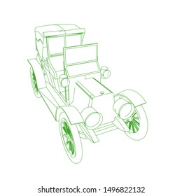 line art of classic car. Coloring page - classic car - illustration for the children