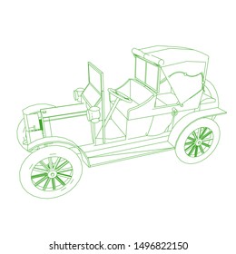 line art of classic car. Coloring page - classic car - illustration for the children
