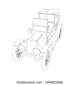 line art of classic car. Coloring page - classic car - illustration for the children