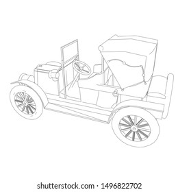 line art of classic car. Coloring page - classic car - illustration for the children
