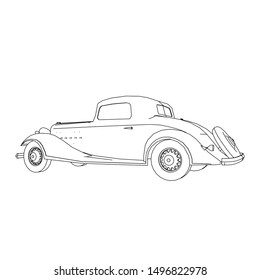 line art of classic car. Coloring page - classic car - illustration for the children