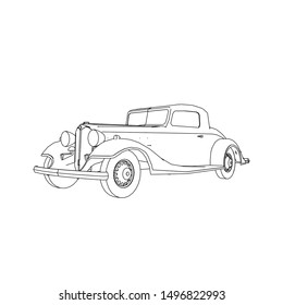 line art of classic car. Coloring page - classic car - illustration for the children