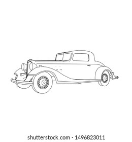 line art of classic car. Coloring page - classic car - illustration for the children