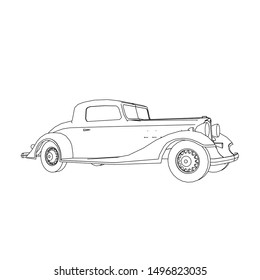 line art of classic car. Coloring page - classic car - illustration for the children