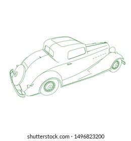 line art of classic car. Coloring page - classic car - illustration for the children