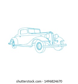 line art of classic car. Coloring page - classic car - illustration for the children