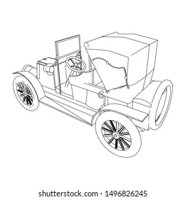 line art of classic car. Coloring page - classic car - illustration for the children