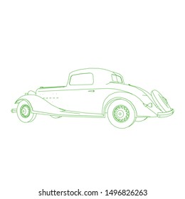 line art of classic car. Coloring page - classic car - illustration for the children