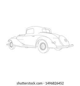 line art of classic car. Coloring page - classic car - illustration for the children