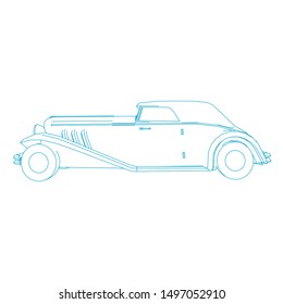 line art of classic car. Coloring page - classic car - illustration for the children