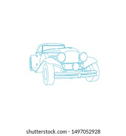 line art of classic car. Coloring page - classic car - illustration for the children