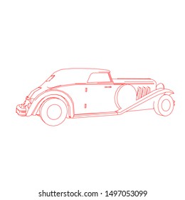 line art of classic car. Coloring page - classic car - illustration for the children