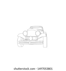 line art of classic car. Coloring page - classic car - illustration for the children