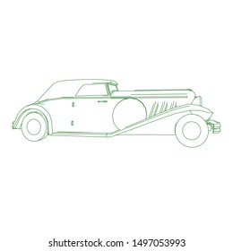 line art of classic car. Coloring page - classic car - illustration for the children