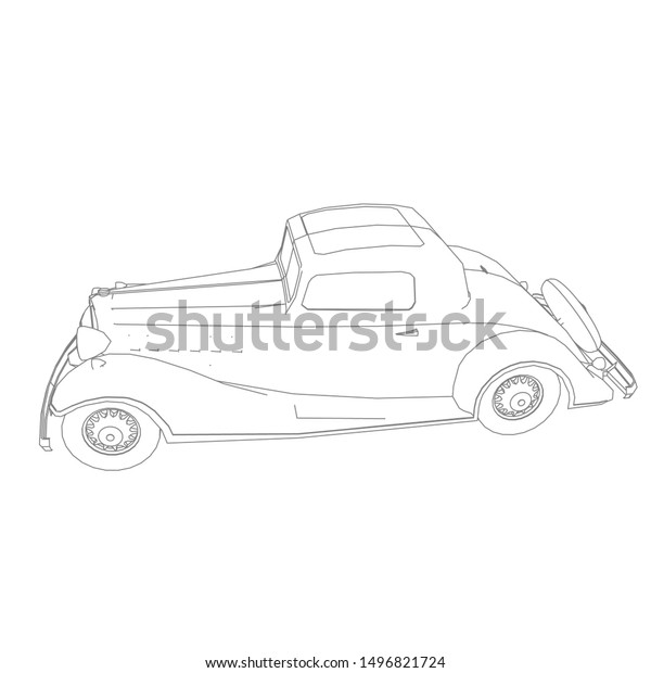 line art of classic car. Coloring page -\
classic car - illustration for the\
children