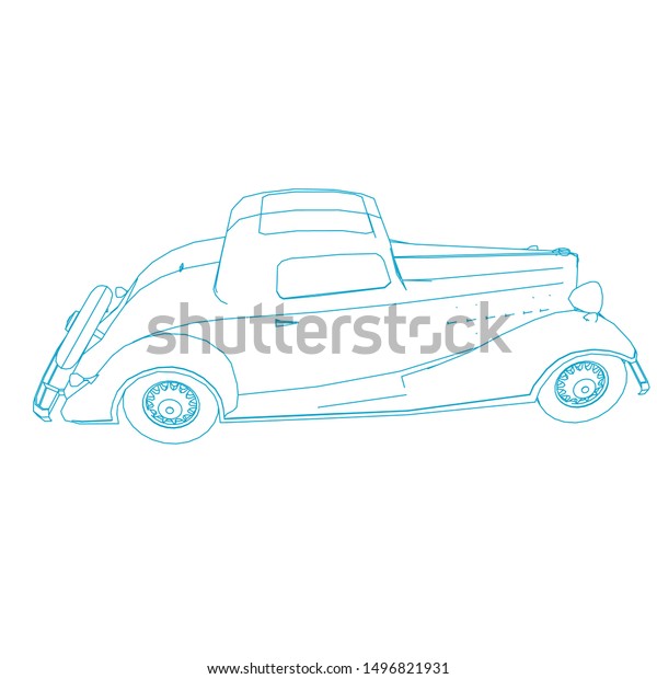 line art of classic car. Coloring page -
classic car - illustration for the
children