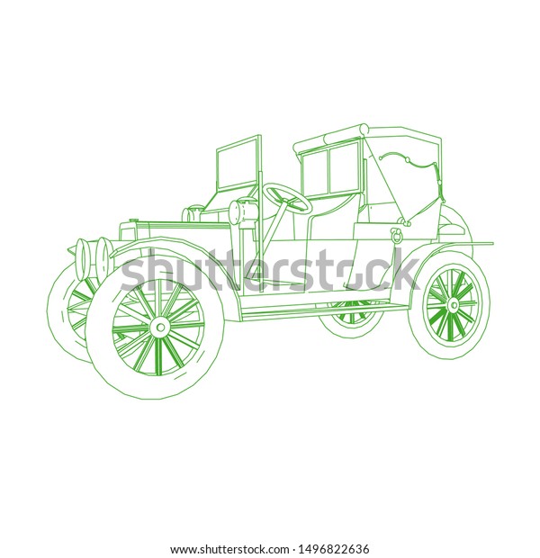 line art of classic car. Coloring page -\
classic car - illustration for the\
children