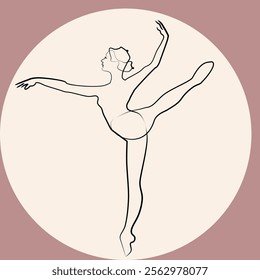 Line art of a classical dancer ballerina