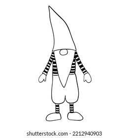 Line art clipart of Christmas gnome