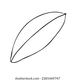 Line art clipart with leaf, vector illustration