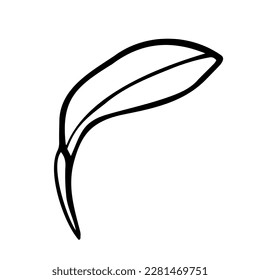 Line art clipart with leaf, vector illustration