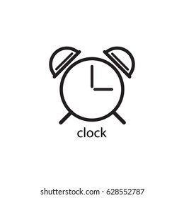 Line art clock icon in modern style, vector illustration