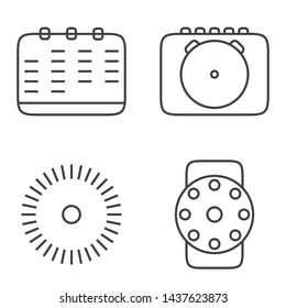 Line art clock icons time for mobile, interface design, web, sign