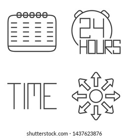 Line art clock icons time for mobile, interface design, web, sign