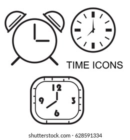 Line art clock,time icons set in modern style, vector illustration