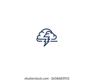 Diseño de logotipo de tormenta de trueno de nube de arte de línea, formato de Vector.