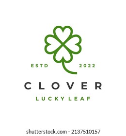 Line art Clover leaf logo design vector illustration