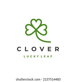 Line art Clover leaf logo design vector illustration