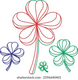 line art Clover Leaves Illustration on white