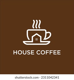 Line art coffee house logo vector