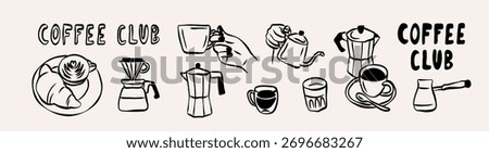 Line art coffee illustrations collection