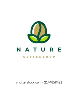 Ilustración vectorial del diseño del logotipo del café y la hoja de línea
